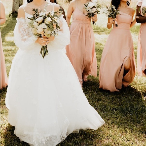 JJhouse dress A-line V-Neck Floor-Length Chiffon Bridesmaid Dress With Pleated - Picture 6 of 9